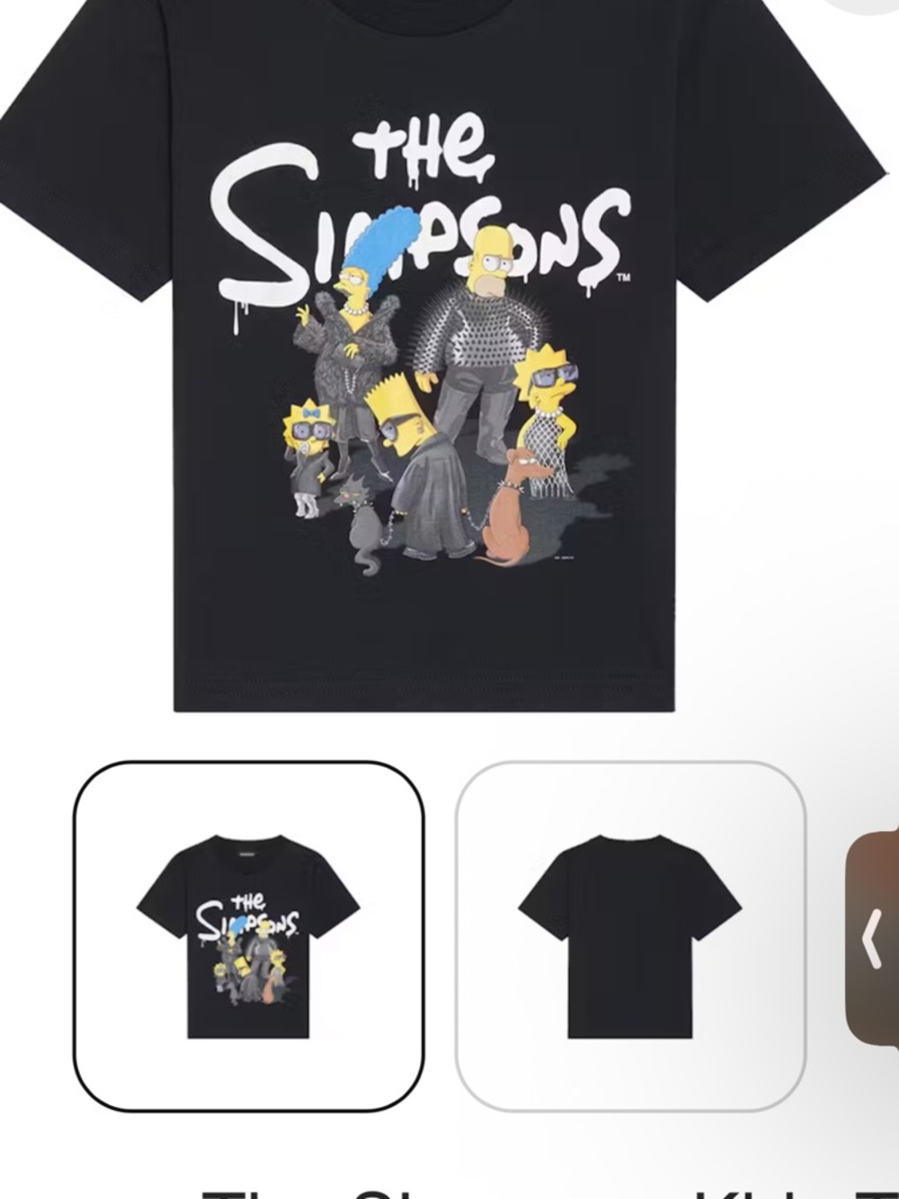 Balenciaga Black The Simpsons Graphic Kids T-Shirt